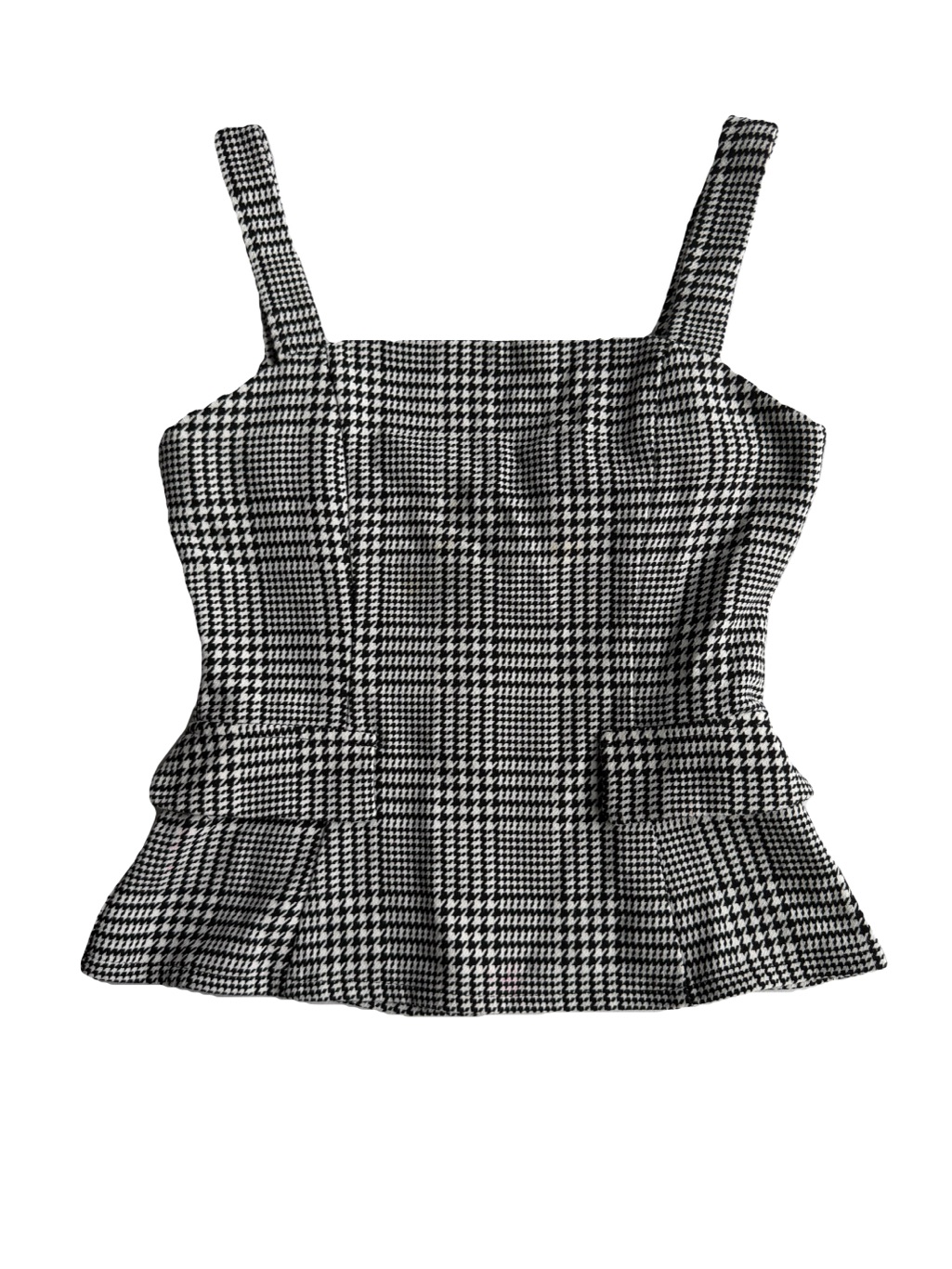 Black And White Houndstooth Peplum Top
